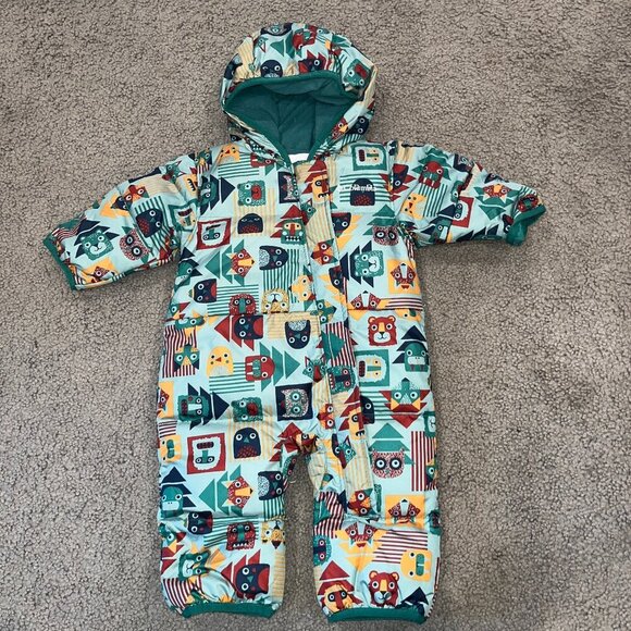 COLUMBIA SNUGGLY BUNNY BUNTING DOWN INSULATED WATER RESISTANT SNOWSUIT 3-6months - Picture 1 of 16